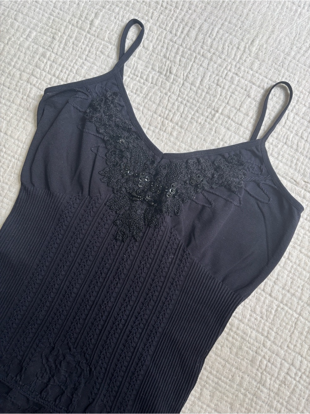 whimsigoth beaded black y2k lace trim cami - Picture 4 of 5